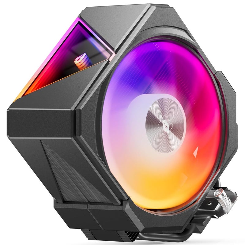 upHere up1 Elite CPU Cooler - 4 Heat Pipes, Infinity ARGB Mirror Top, Quick-Release Fans, Intel LGA1851/1700 & AMD AM5/AM4 Support, Independent Air Duct, 1650RPM 68CFM Fan, Black, up1 Elite KC4C - Image 1
